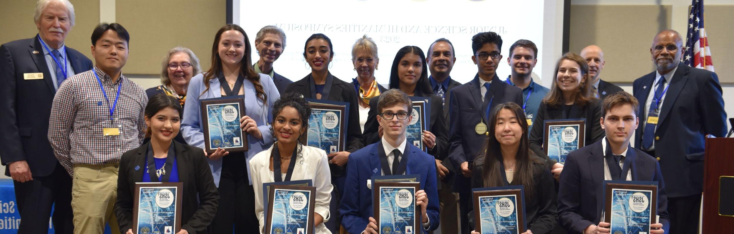 winners of the Jersey Shore Junior Science Symposium with the judges