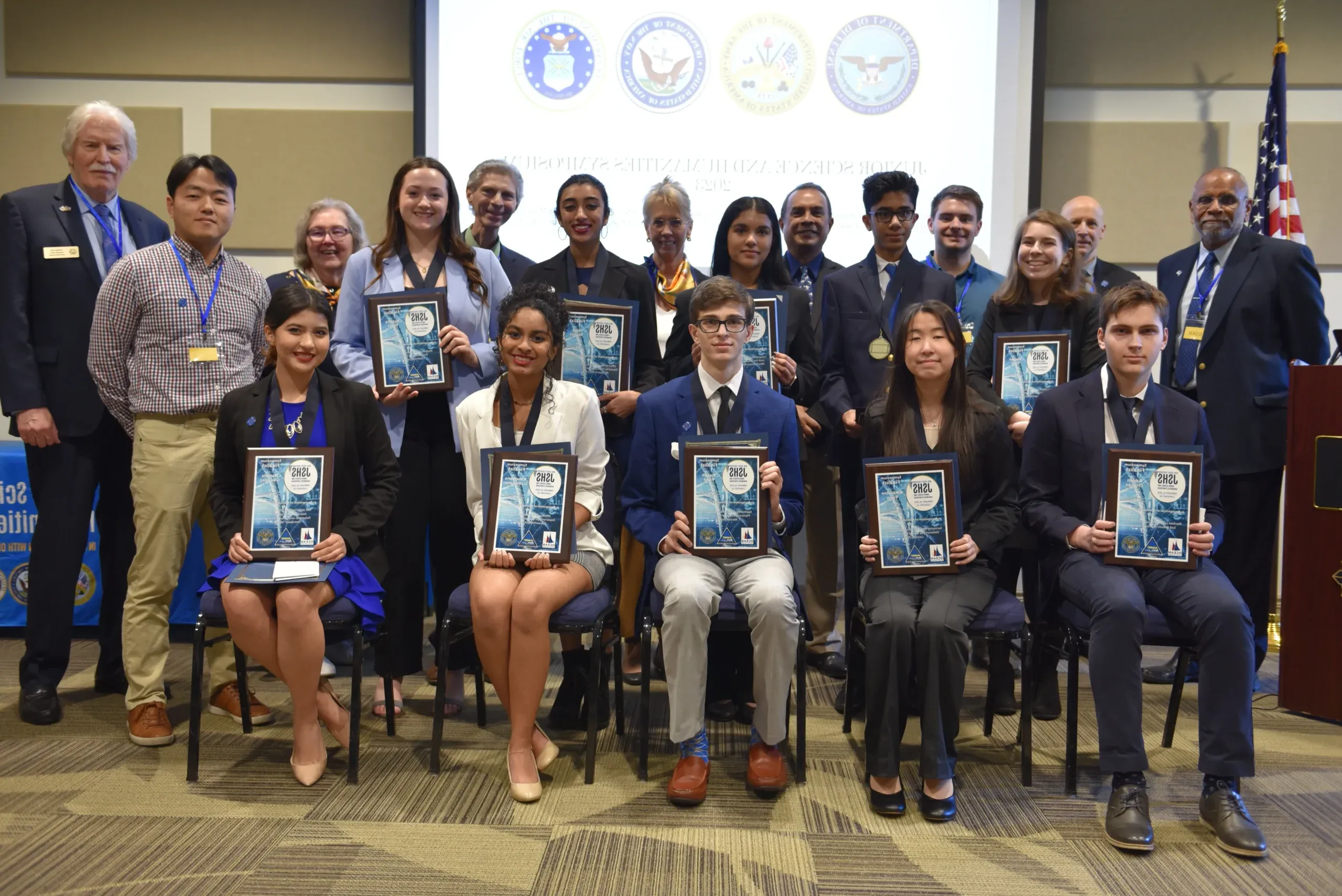 winners of the Jersey Shore Junior Science Symposium with the judges