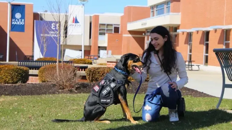 woman and service dog